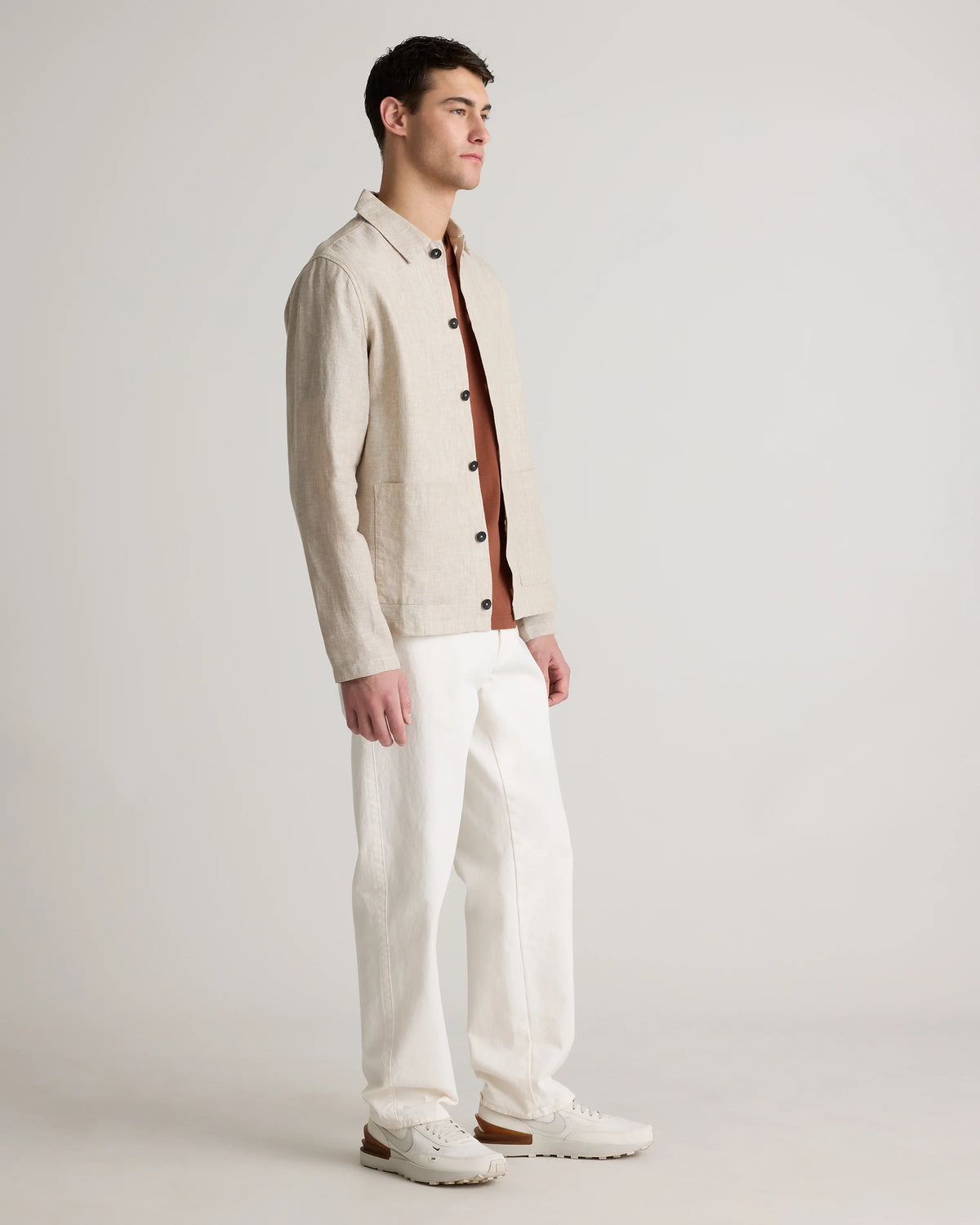 100% European Linen Chore Jacket - S / Flax