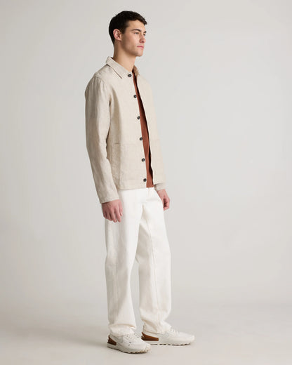 100% European Linen Chore Jacket - S / Flax