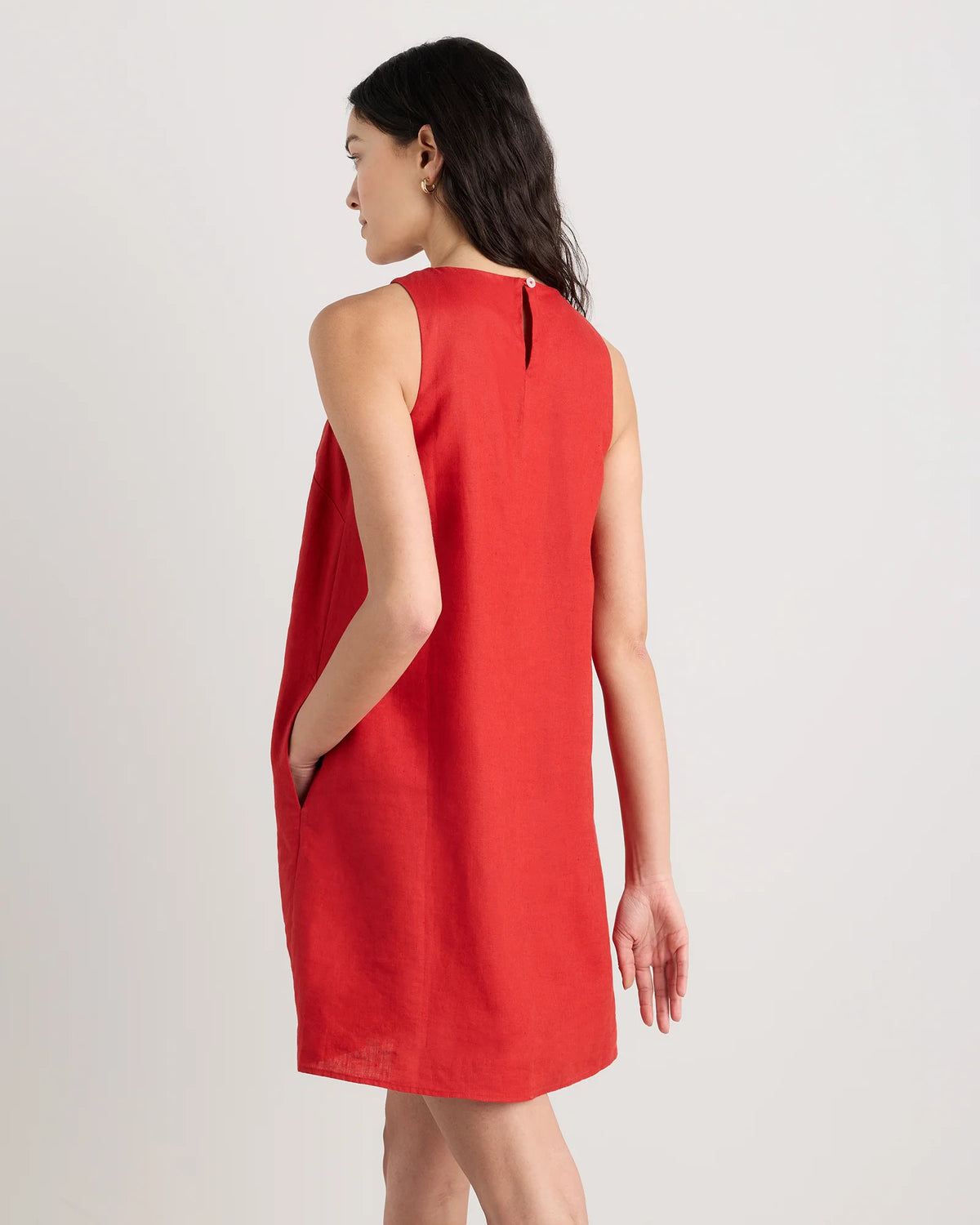 100% European Linen Tank Mini Dress - XS / Martini Olive