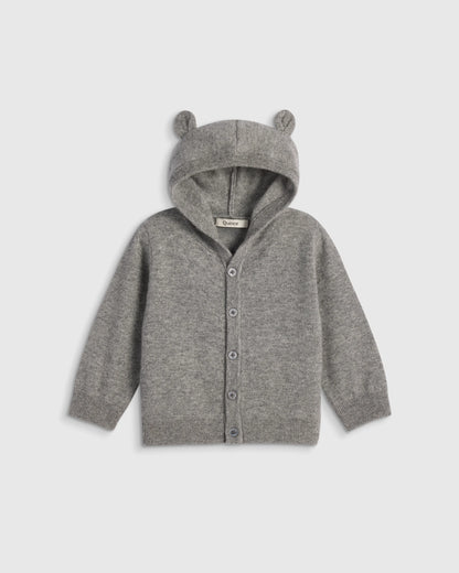 Washable Cashmere Hooded Cardigan - 0-3M / Oatmeal