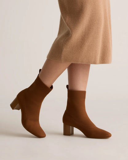 Eco Knit Heeled Bootie - 5 / Almond