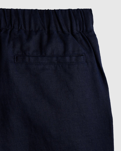 100% European Linen Pull-On Shorts - 6 / Blue Pinstripe