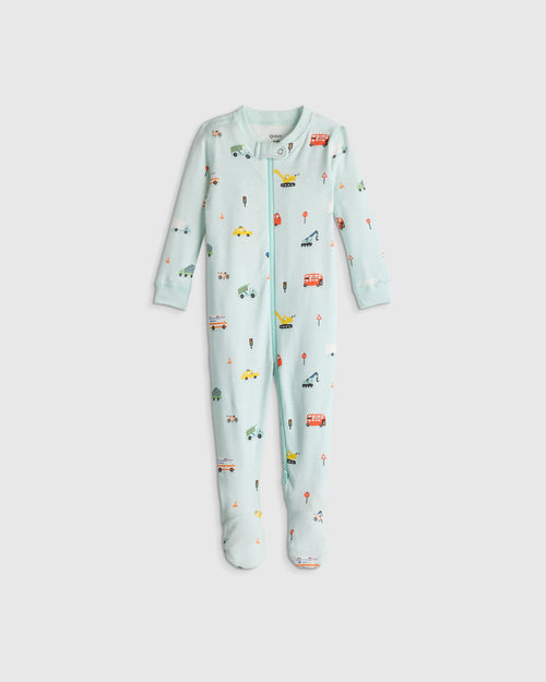 100% Organic Cotton Footie Pajama - 0-3M / Vehicles