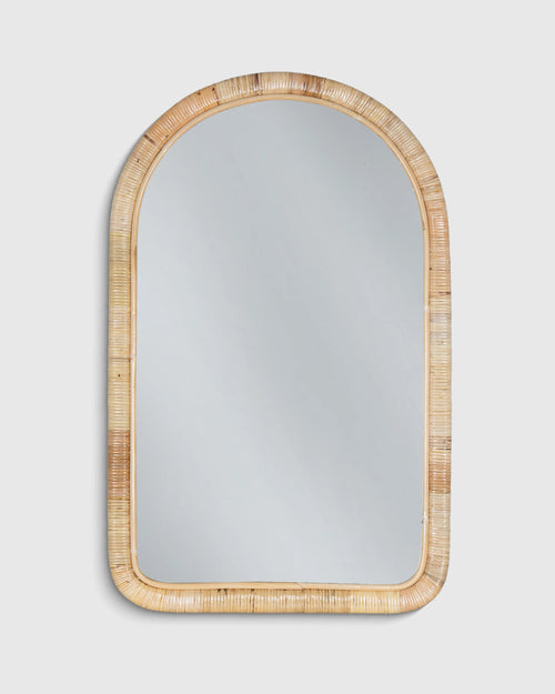 Rattan Arched Wall Mirror - One Size / Natural