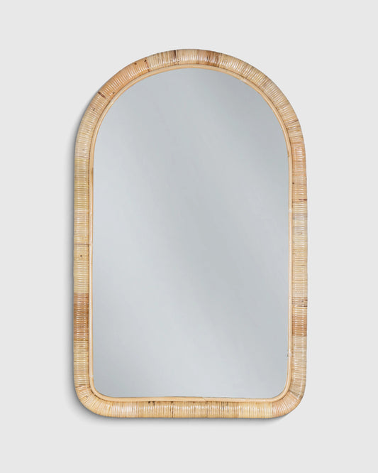Rattan Arched Wall Mirror - One Size / Natural