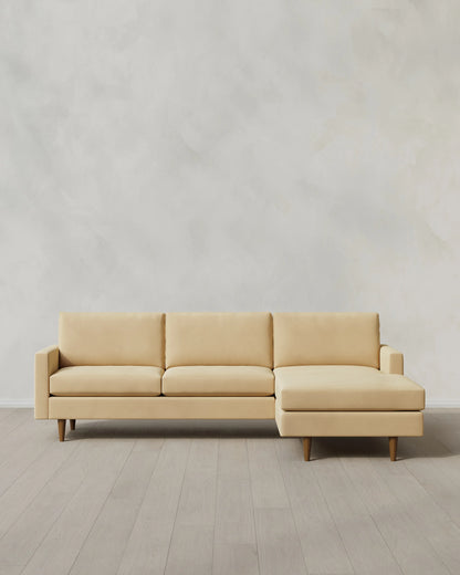 Atlas Midcentury Chaise Sectional in Performance Velvet - 106" Right Arm / Pine