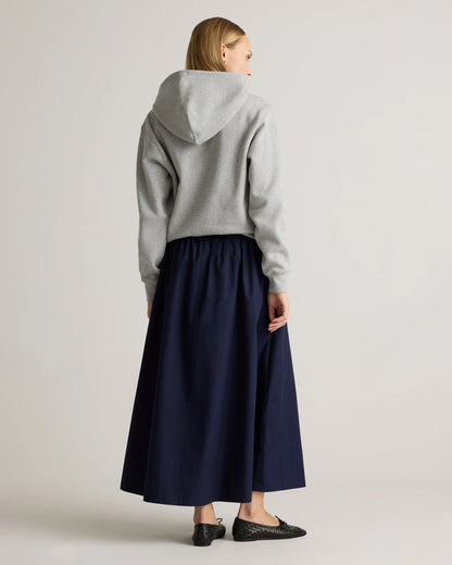 100% Organic Cotton Poplin A-line Maxi Skirt - XS / Classic White