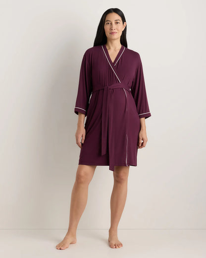 Bamboo Jersey Maternity Robe - XS / Deep Navy