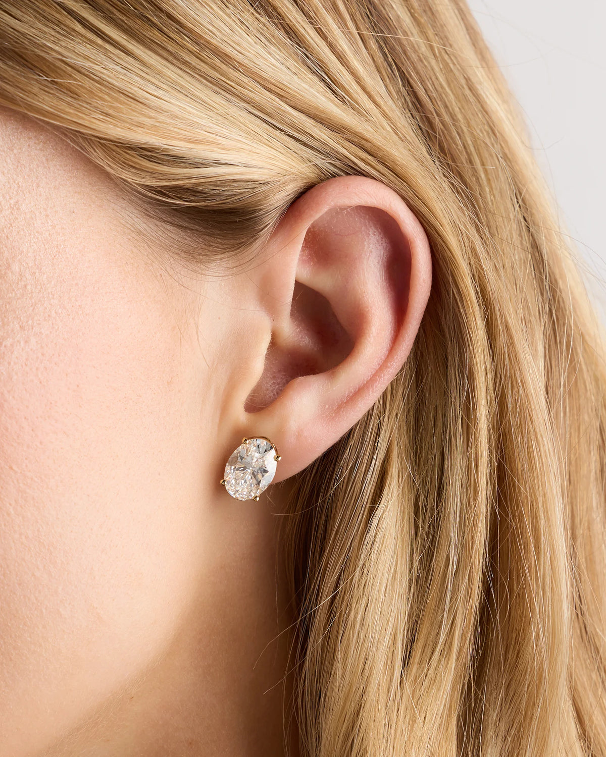 14K Gold Lab Grown Diamond Statement Oval Studs - 8ctw - One Size / Yellow Gold