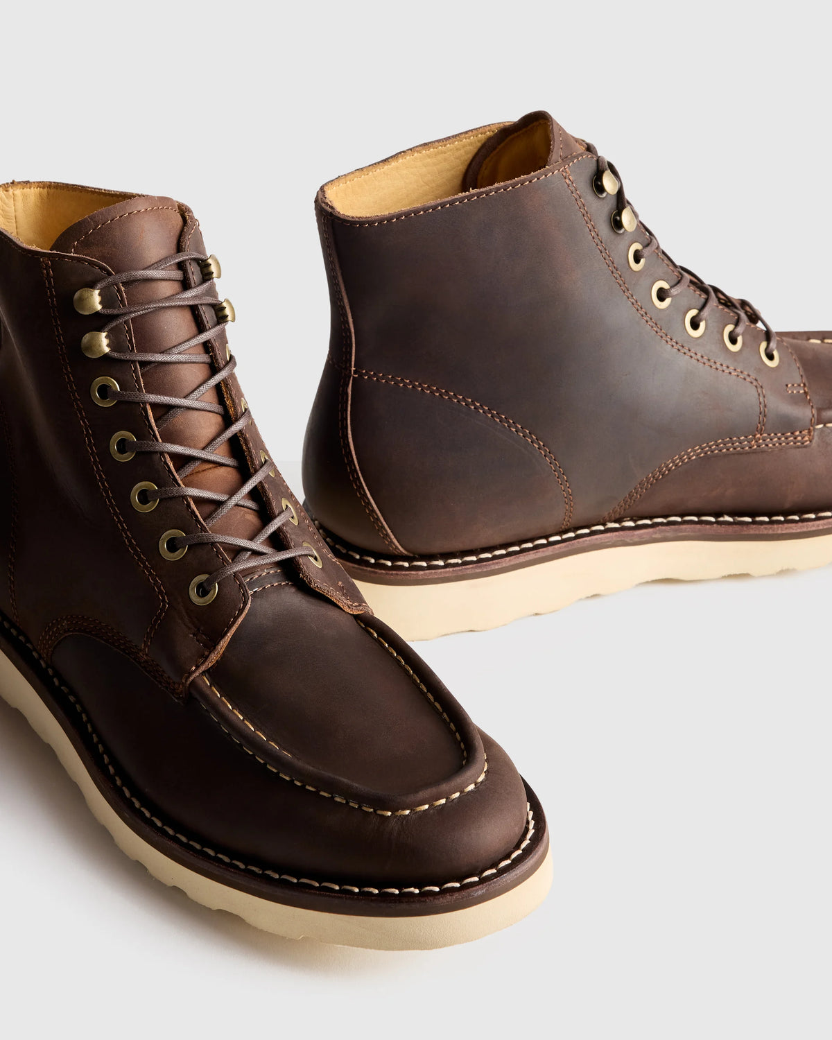 Crafted Leather Moc Toe Boot - 7 / Dark Chocolate