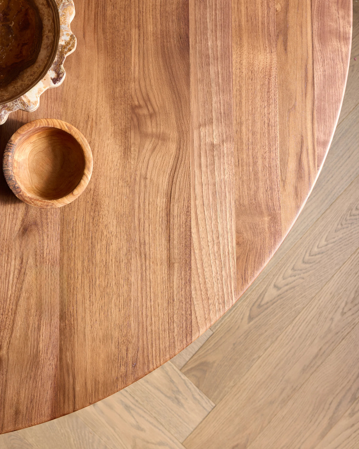 Solid Wood Midcentury Round Dining Table - One Size / Brown Walnut