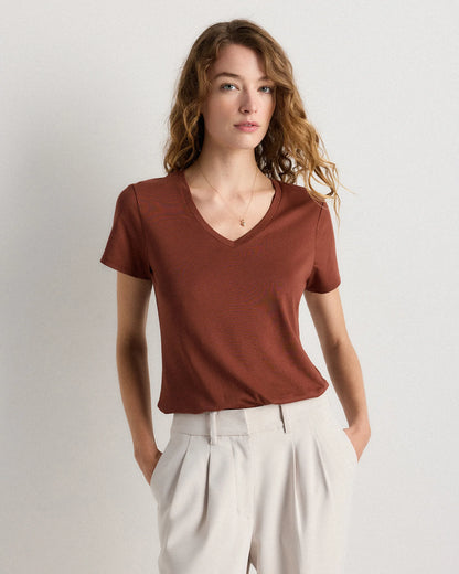Cotton Modal V-Neck Tee - XS / Navy
