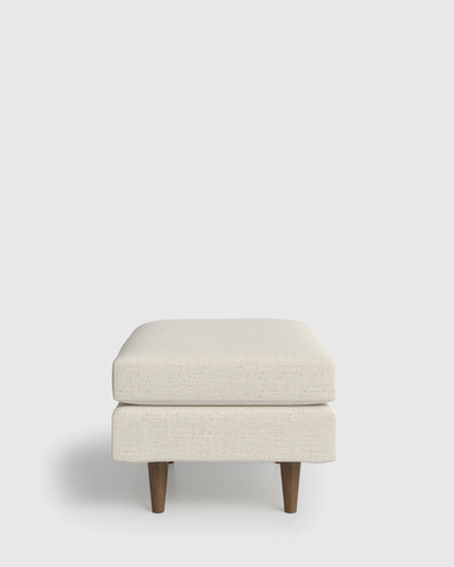 Atlas Midcentury Ottoman in Performance Chenille Linen Blend - 31.5" / Snow