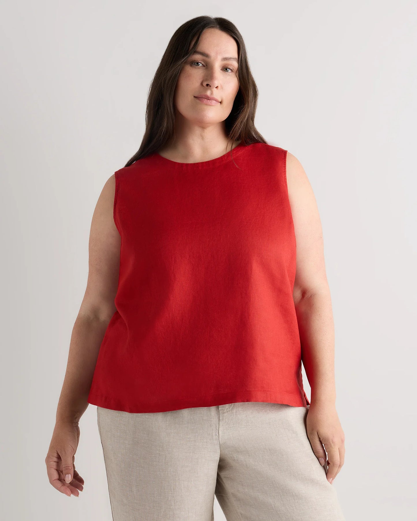 100% European Linen Tank - 1X / White