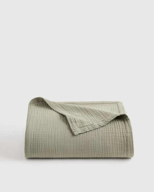 Organic Cotton Gauze Blanket - Full/Queen / Dried Sage