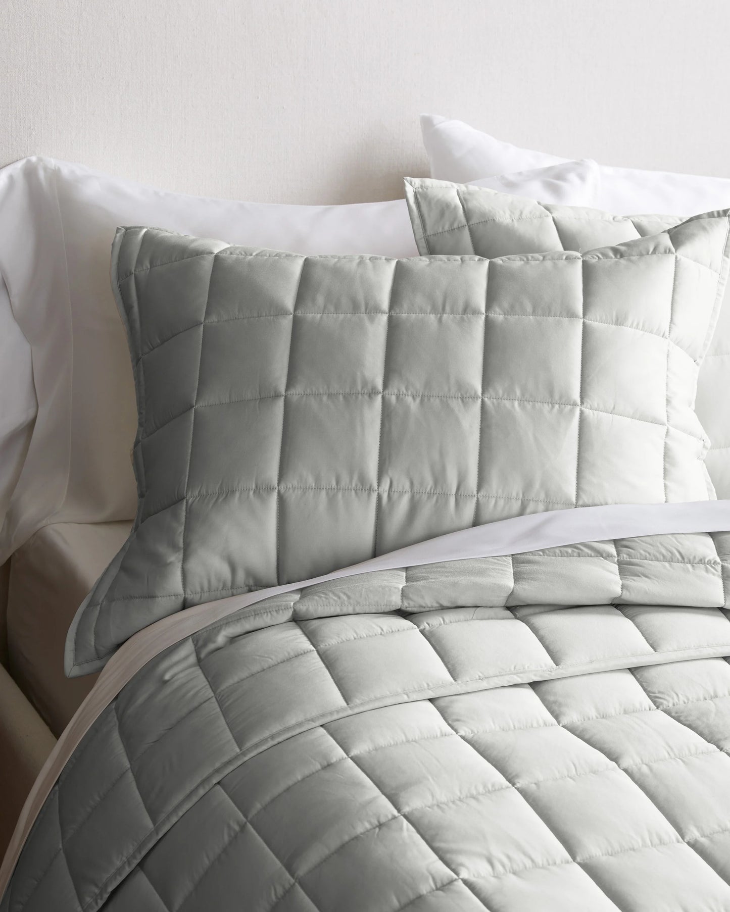 Bamboo Box Quilted Sham Set - Standard / Sage