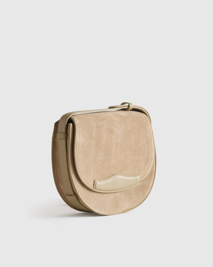 Italian Suede Saddle Bag - One Size / Pebble