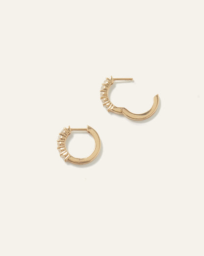 14K Gold Diamond Classic Huggie Hoops - One Size / Yellow Gold