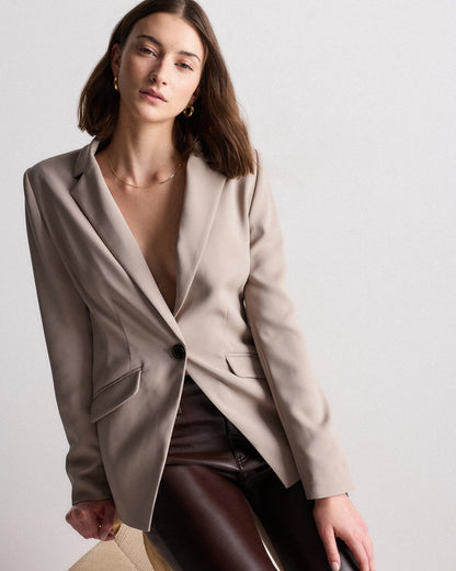 Stretch Crepe Cinched Waist Blazer - XS / Sand