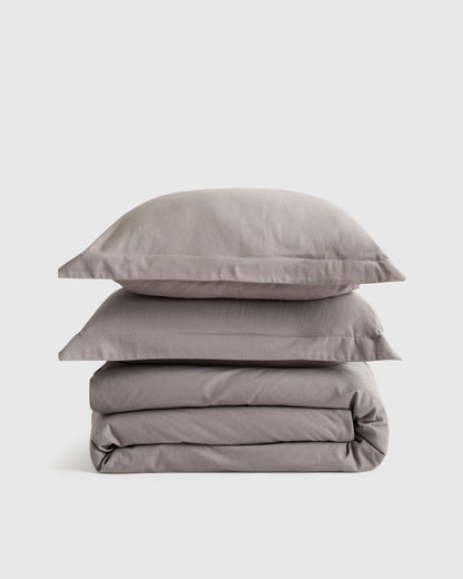 Luxury Organic Flannel Duvet Cover Set - Twin / Grey