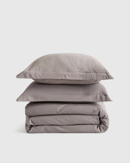 Luxury Organic Flannel Duvet Cover Set - Twin / Grey