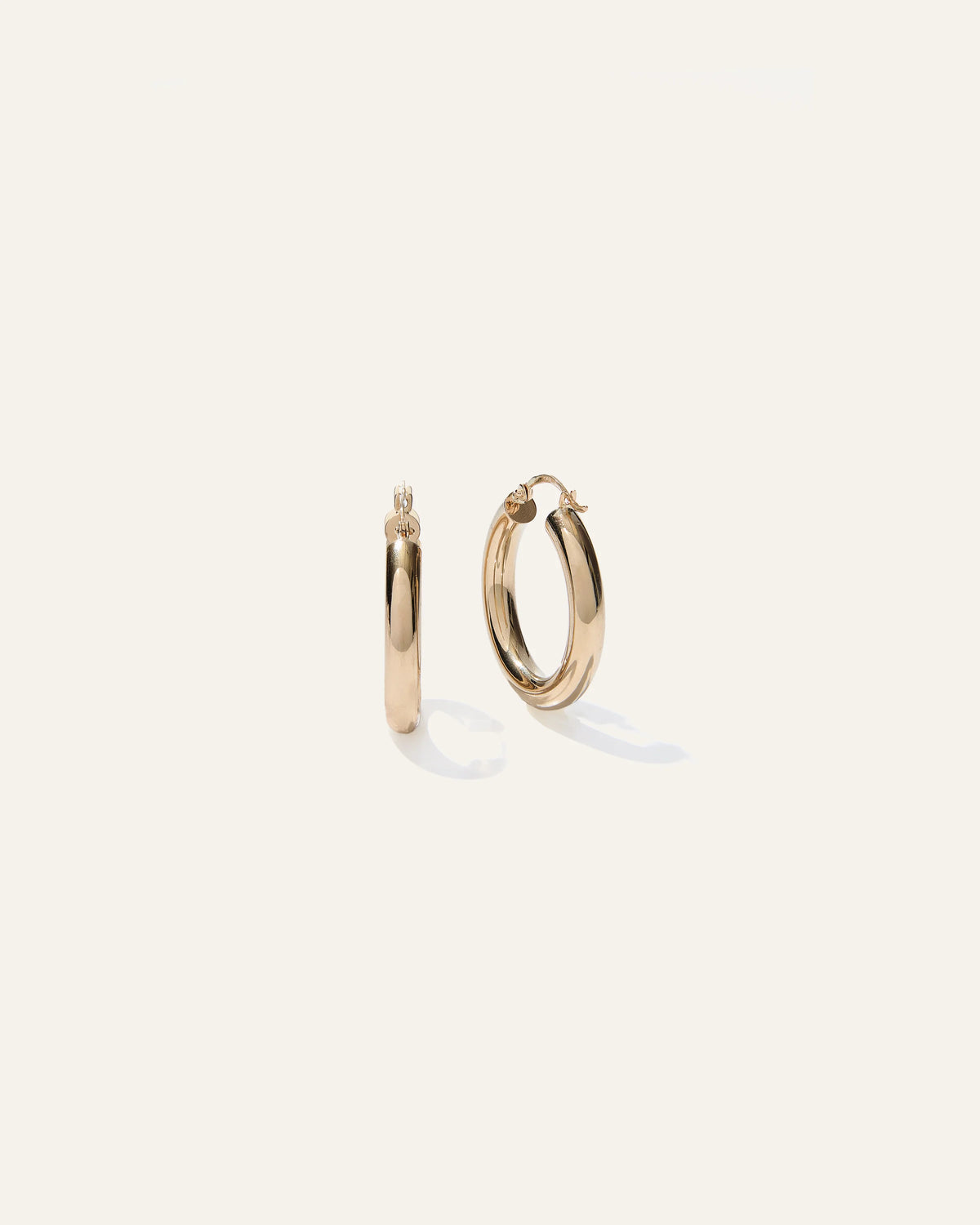 14K Gold 4mm Tube Hoops - 25mm / Yellow Gold