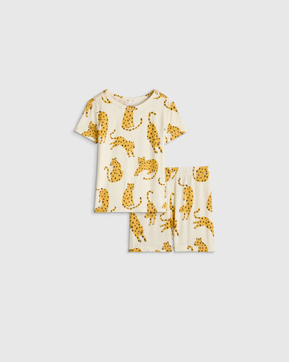 Bamboo Short Sleeve and Shorts Pajama Set - 12-18M / Lavender Hearts