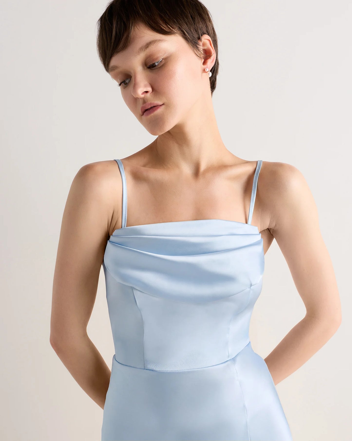 Aurora Stretch Satin Convertible Dress - 0 / Garden Sage Green