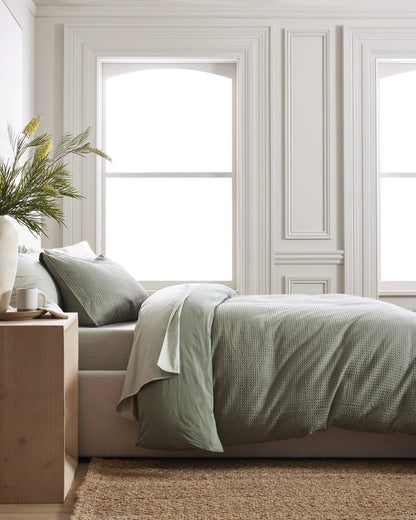 Organic Luxe Honeycomb Duvet Cover - Twin / Mineral