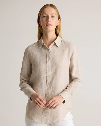 100% European Linen Long Sleeve Shirt - XS / Blue Pinstripe