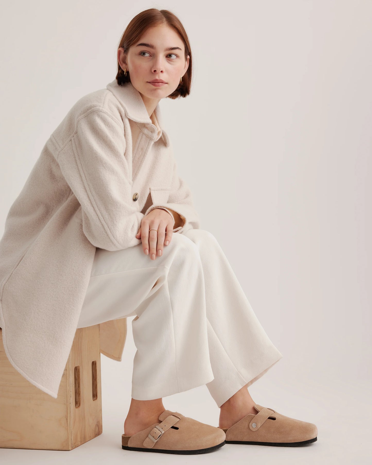Water Repellent Suede Clog Mule - 5 / Dune