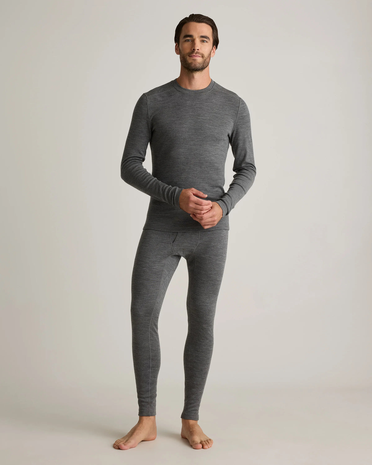 100% Merino Wool Cold Weather Base Layer Bottoms - S / Black