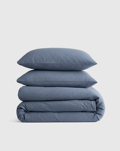 Organic Luxe Honeycomb Duvet Cover Set - Twin / Mineral