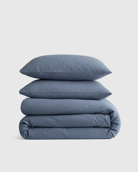 Organic Luxe Honeycomb Duvet Cover Set - Twin / Mineral