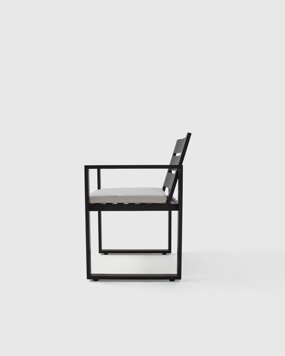 Linear Aluminum Outdoor Dining Armchair - One Size / Dark Charcoal