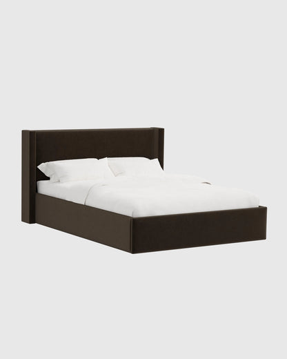 Wingback Bed in Performance Velvet - Full / Butterscotch