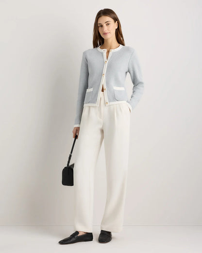 100% Organic Cotton Sweater Jacket - XS / Black/Ivory Colorblock