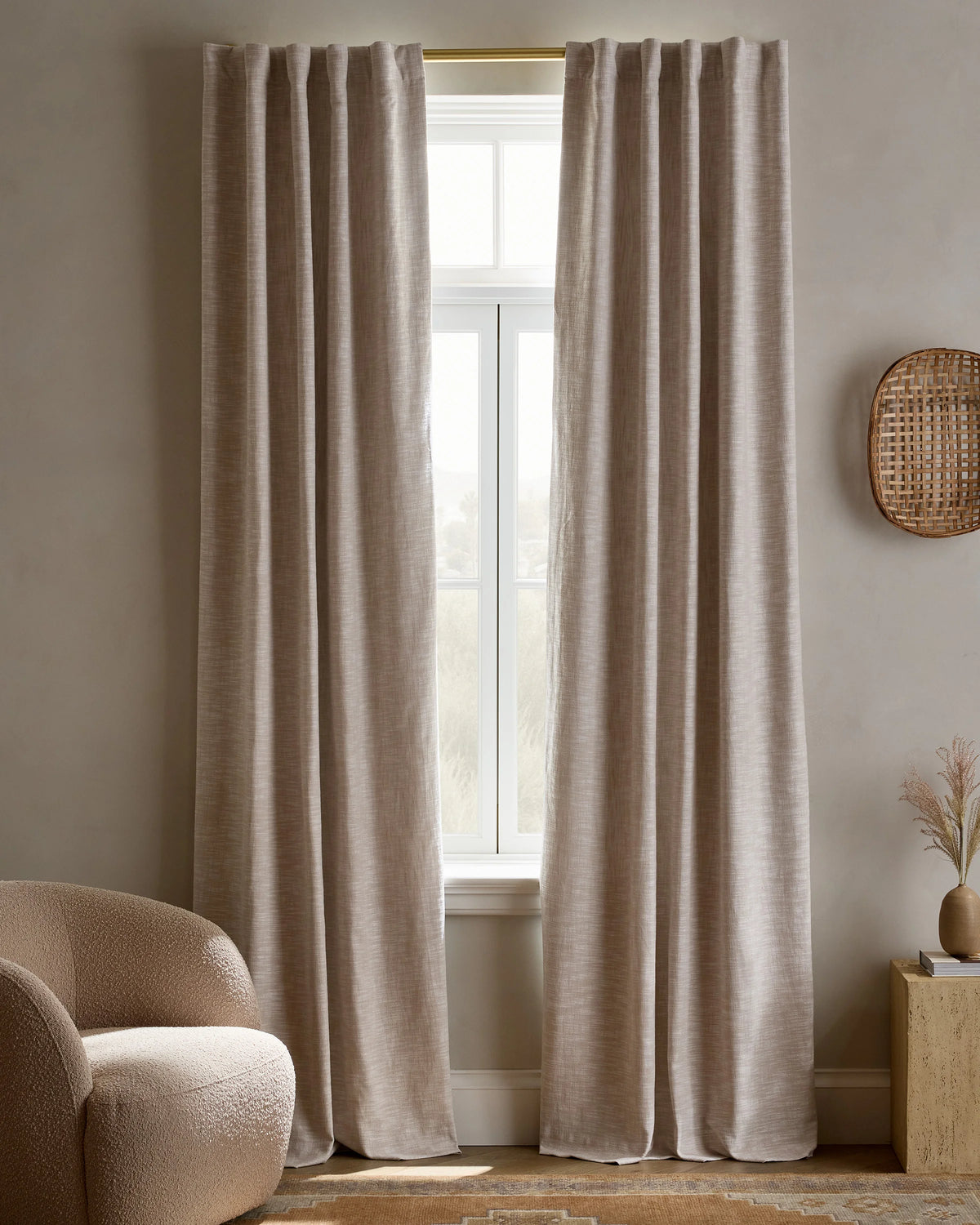 Textured Cotton Room Darkening Curtain - 48x84 / Ivory