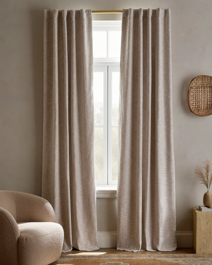 Textured Cotton Room Darkening Curtain - 48x84 / Ivory