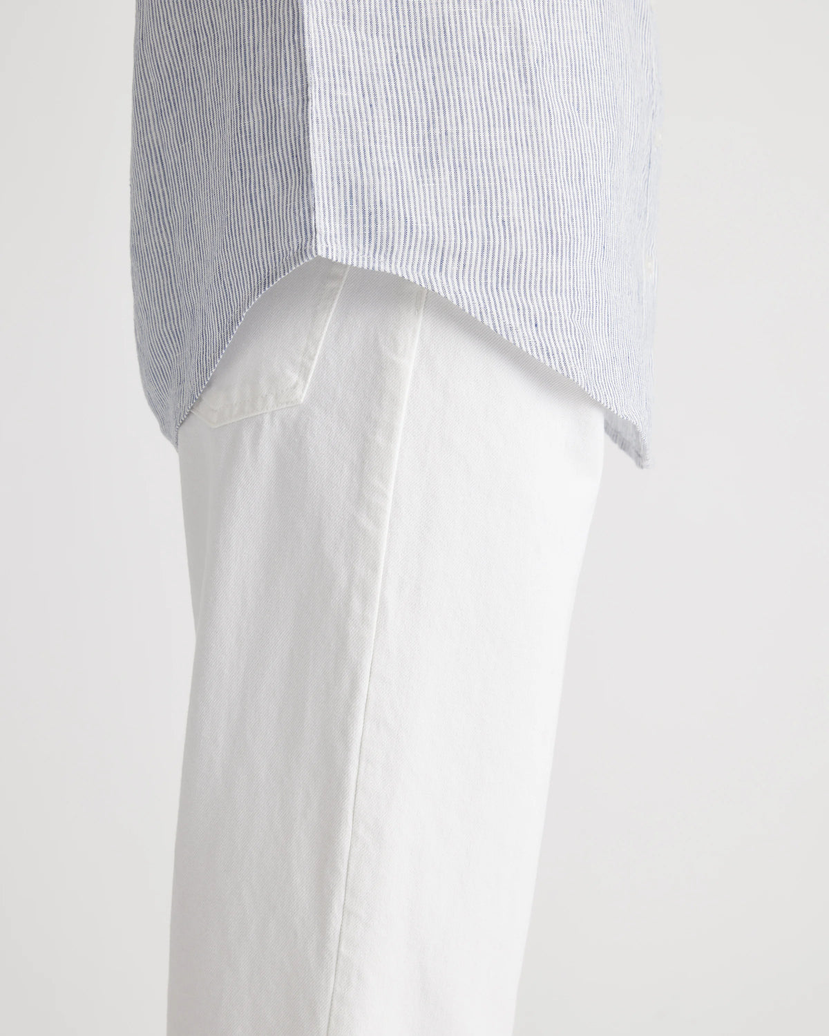 100% European Linen Camp Shirt - XS / Sky Blue Mariner Stripe