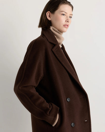 Wool Cashmere Double-Breasted Slouch Coat - XS / Winetasting