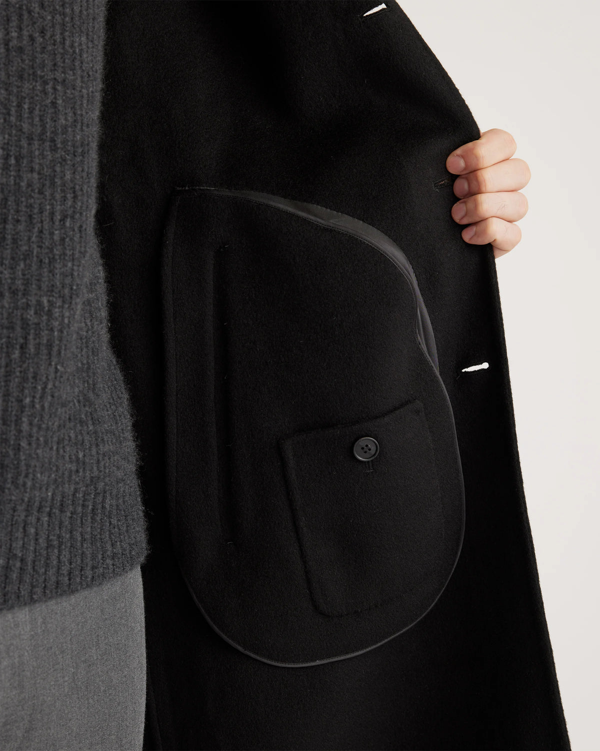 100% Mongolian Cashmere Double-Faced Overcoat - S / Black