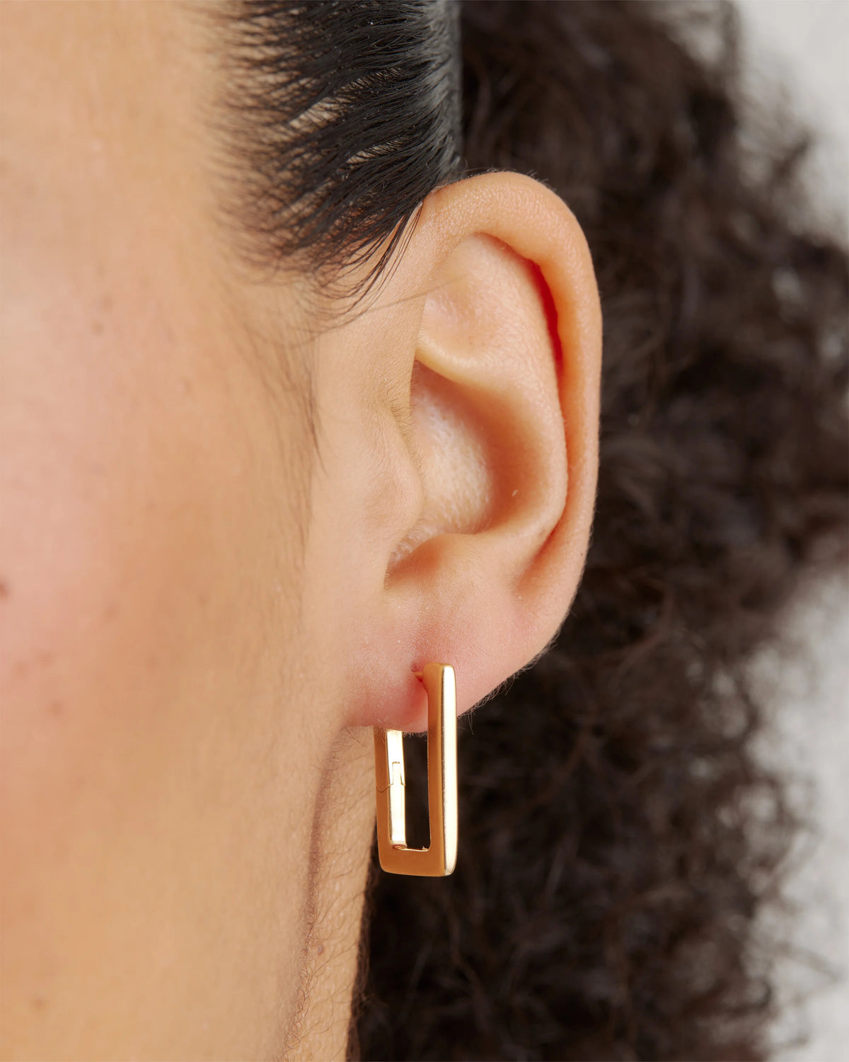 Rectangle Block Hoops - One Size / Gold Vermeil