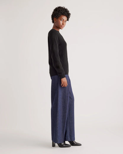 100% Yak Wool Crewneck Sweater - XS / Black