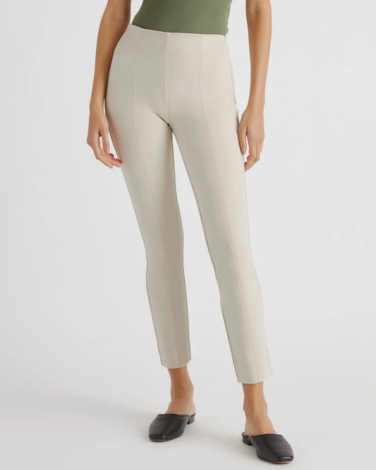 Ultra-Stretch Ponte Pintuck Ankle Pants - XS / Ecru