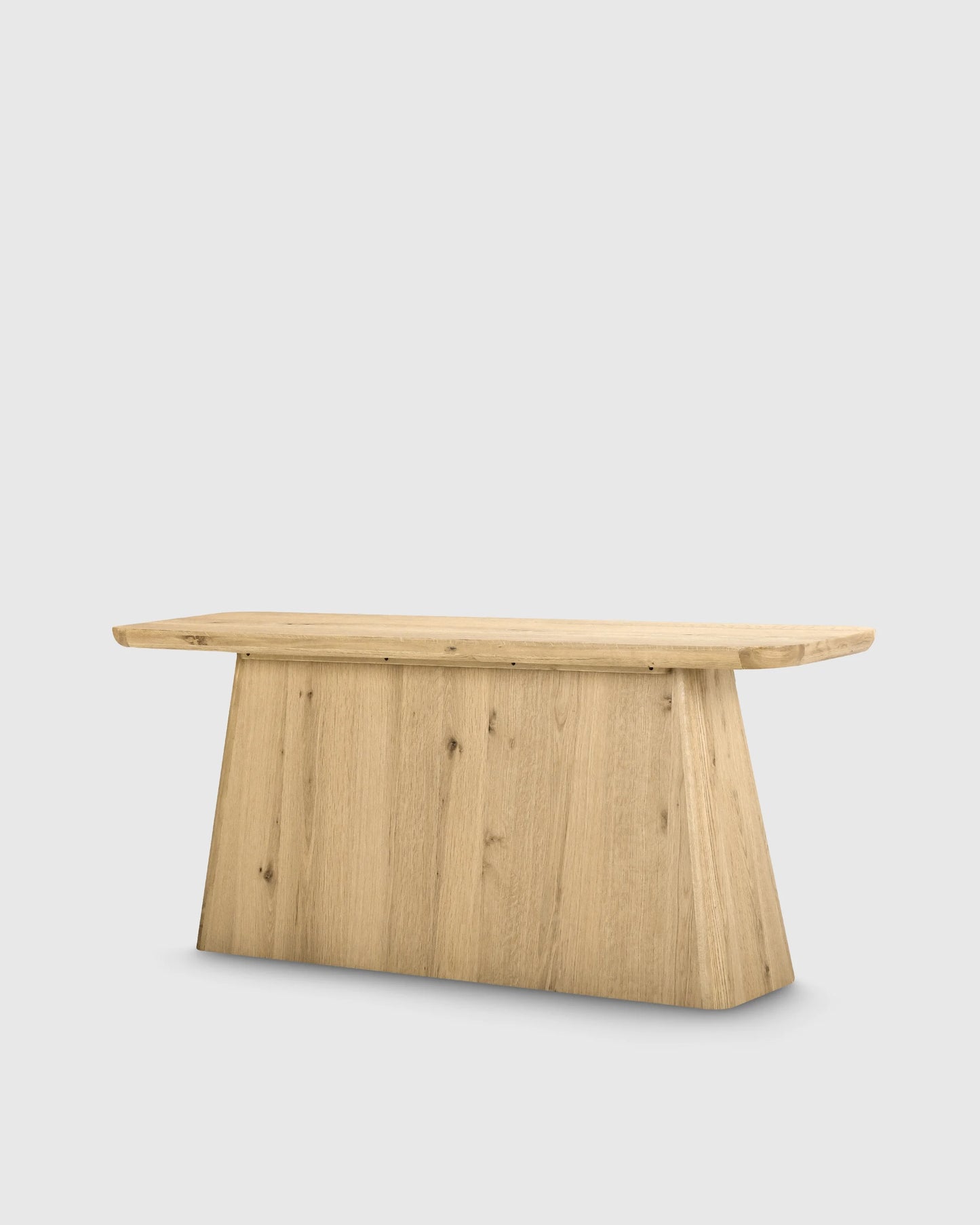 Rustic Oak Plinth Console Table - One Size / Light Brown