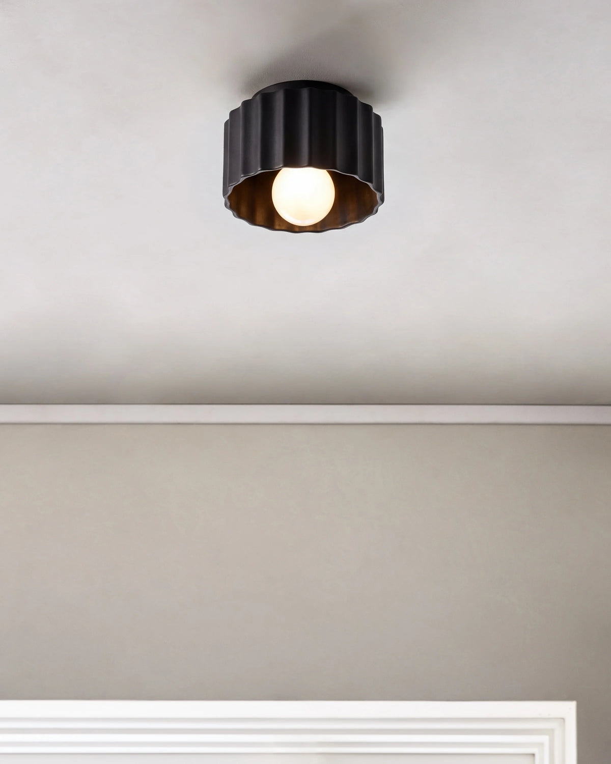 Scalloped Ceramic Flush Mount / Sconce - 8" / Natural