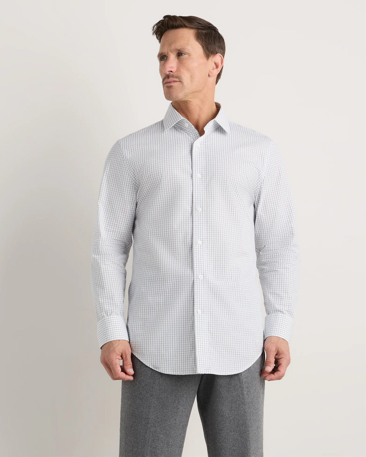 Organic Cotton Stretch Poplin Dress Shirt - S / Light Blue Stripe