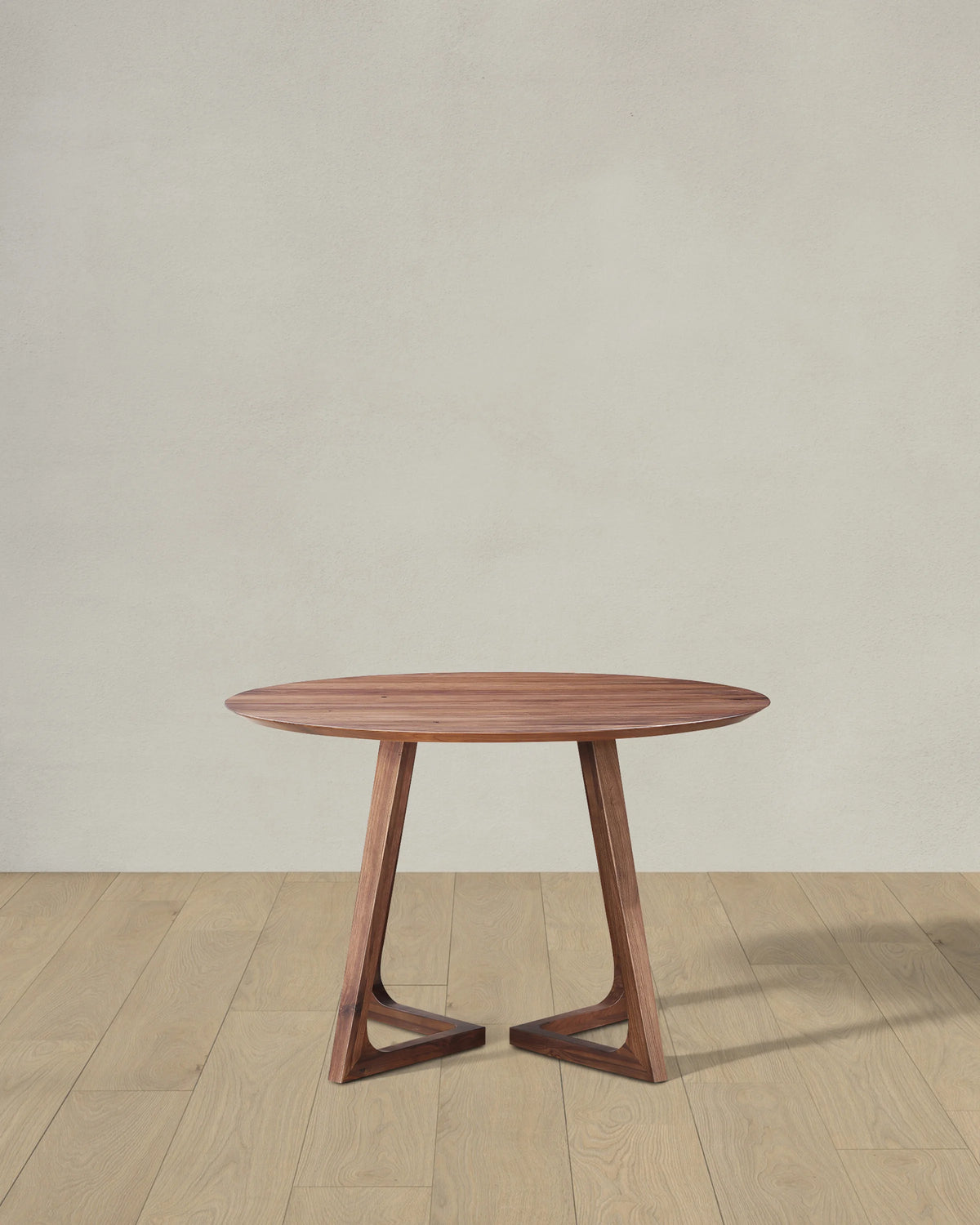 Solid Wood Midcentury Round Dining Table - One Size / Brown Walnut