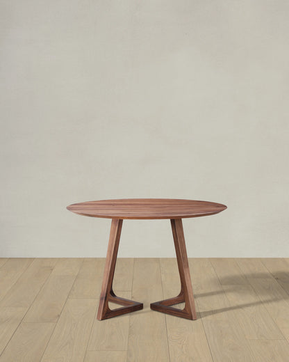 Solid Wood Midcentury Round Dining Table - One Size / Brown Walnut